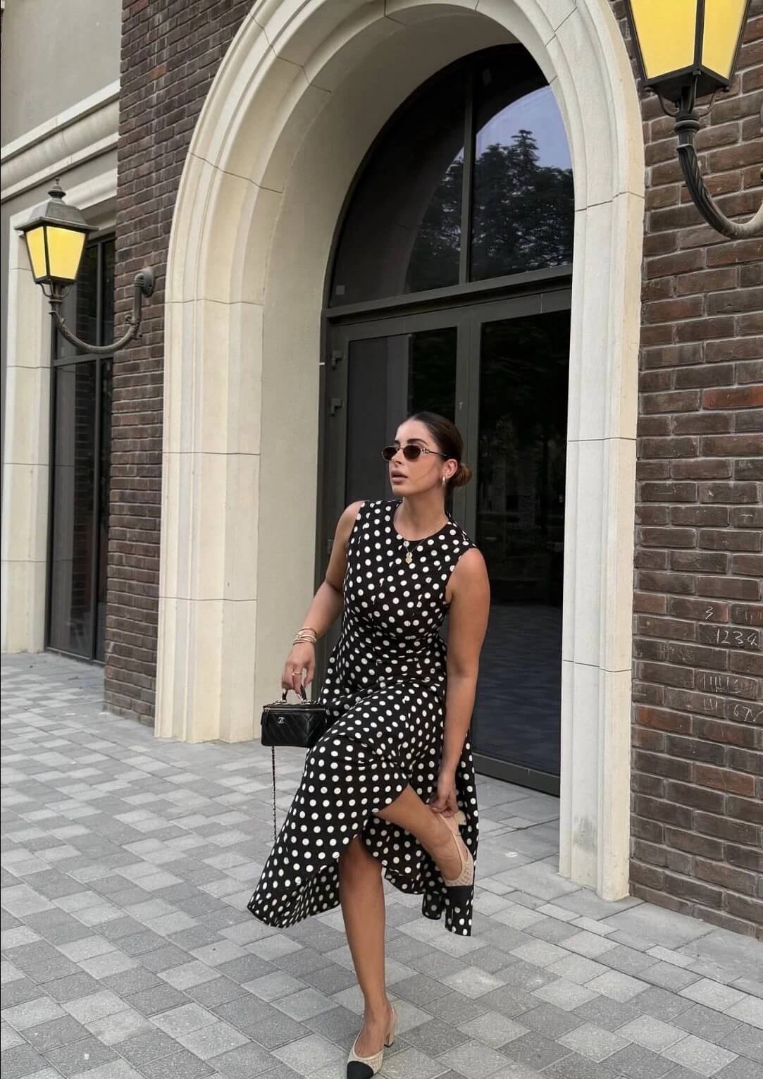 Robe Midi À Pois — Popeline
