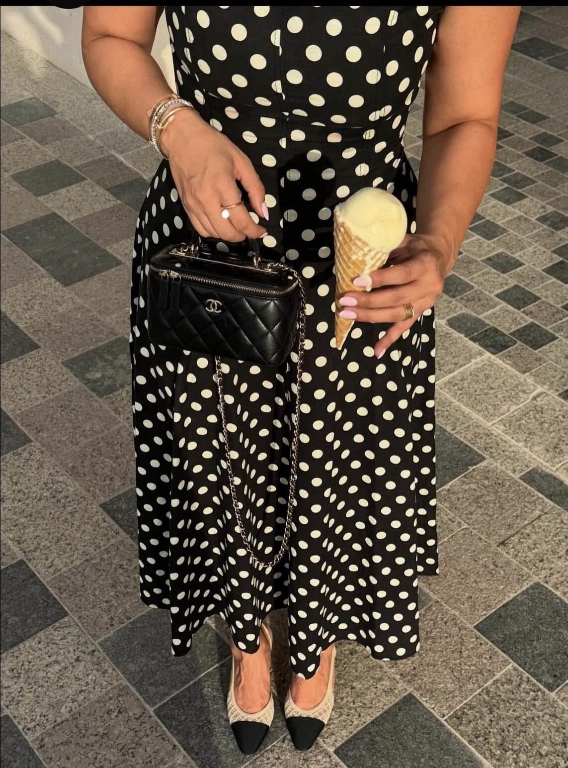 Robe Midi À Pois — Popeline