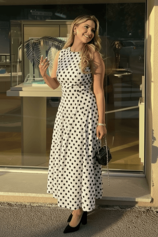 Robe Midi À Pois — Popeline